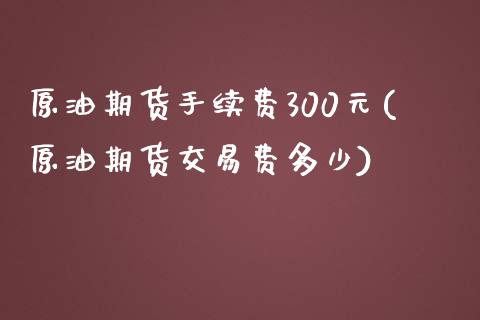 原油期货手续费300元(原油期货交易费多少)_https://www.cyfs-sh.com_股市知识_第1张