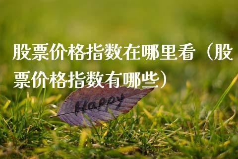 股票价格指数在哪里看（股票价格指数有哪些）_https://www.cyfs-sh.com_股市知识_第1张