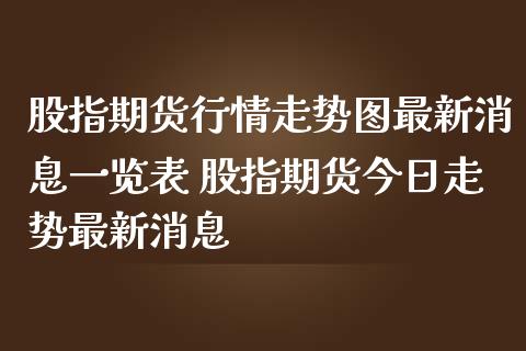 股指期货行情走势图最新消息一览表 股指期货今日走势最新消息_https://www.cyfs-sh.com_股市资讯_第1张